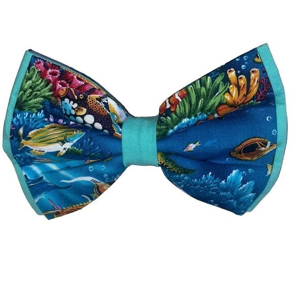 Humbowbarks Handmade In Maui New Aquascape Pet Bow For Dogs And Other Pets 6x3 1 - Picture 1 of 8